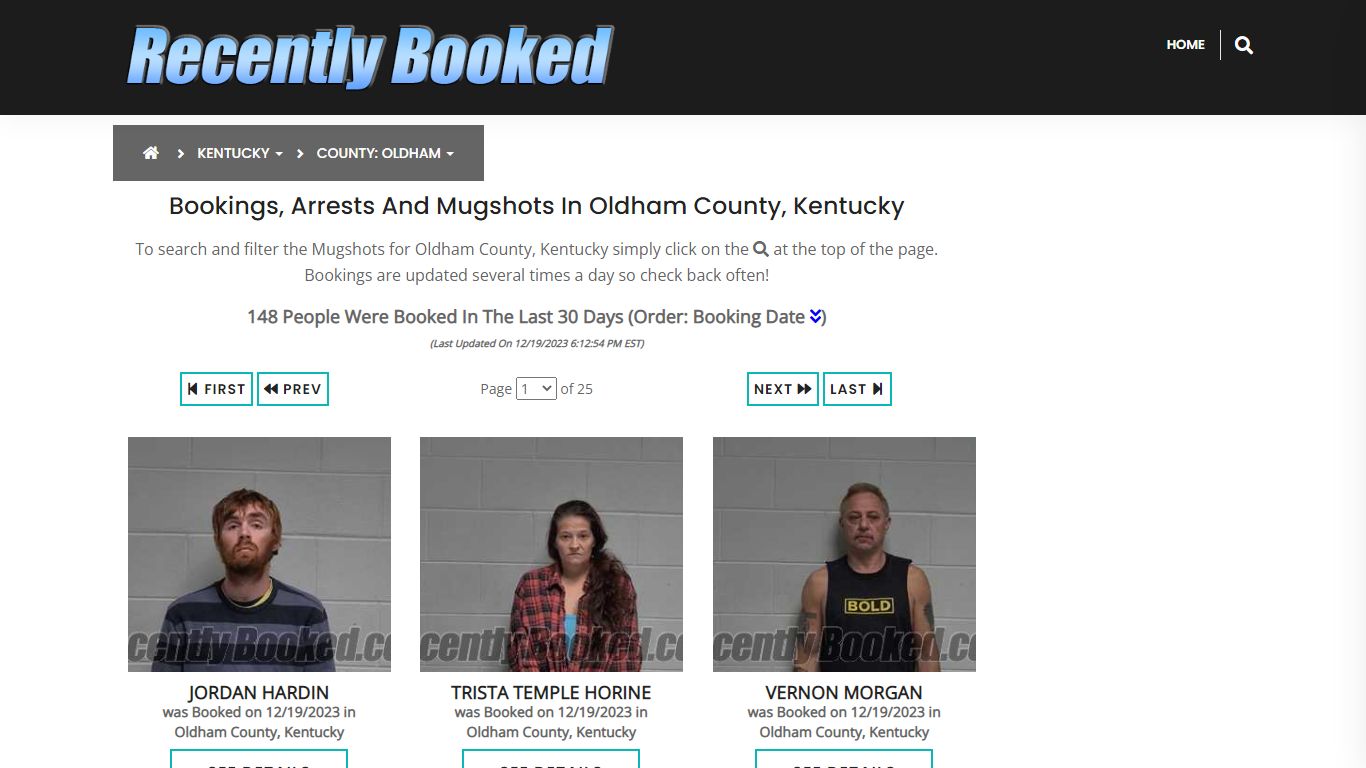 Bookings, Arrests and Mugshots in Oldham County, Kentucky - Recently Booked