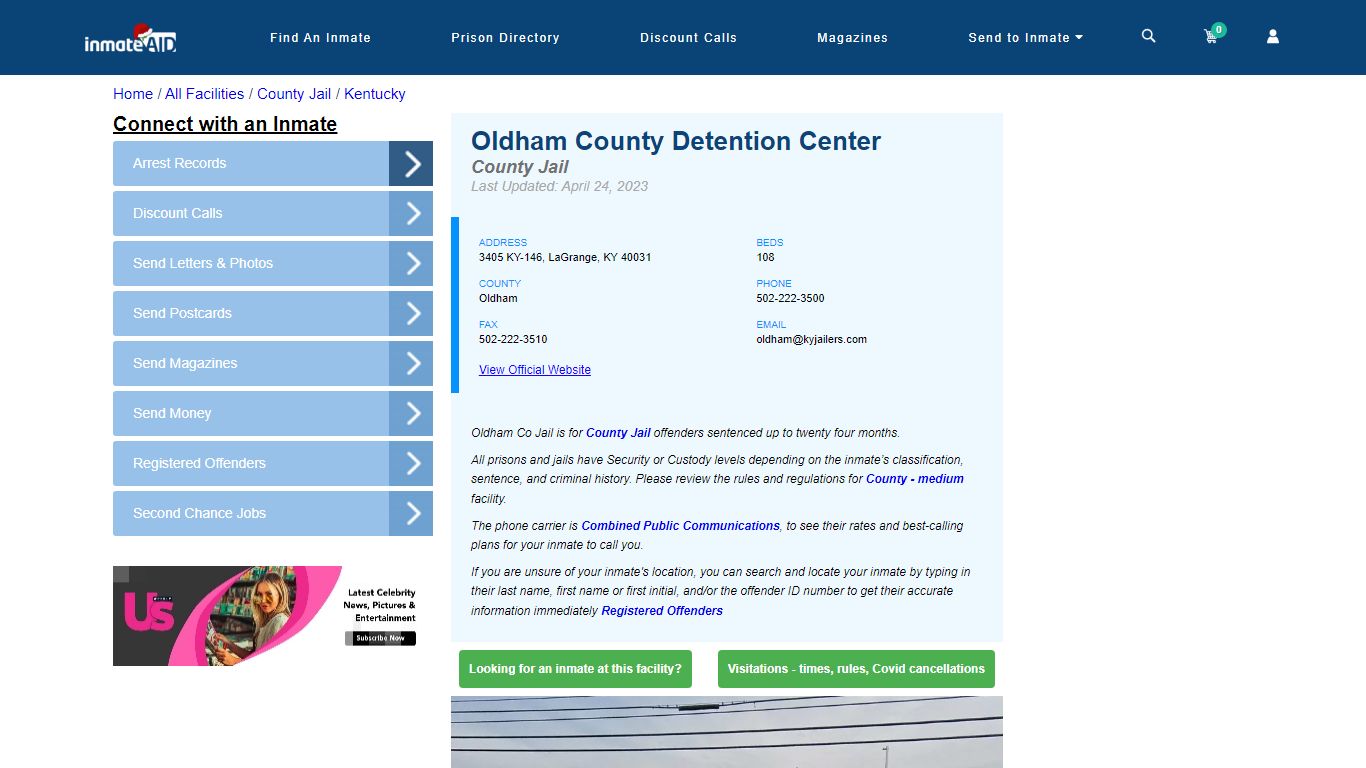 Oldham County Detention Center - Inmate Locator - LaGrange, KY